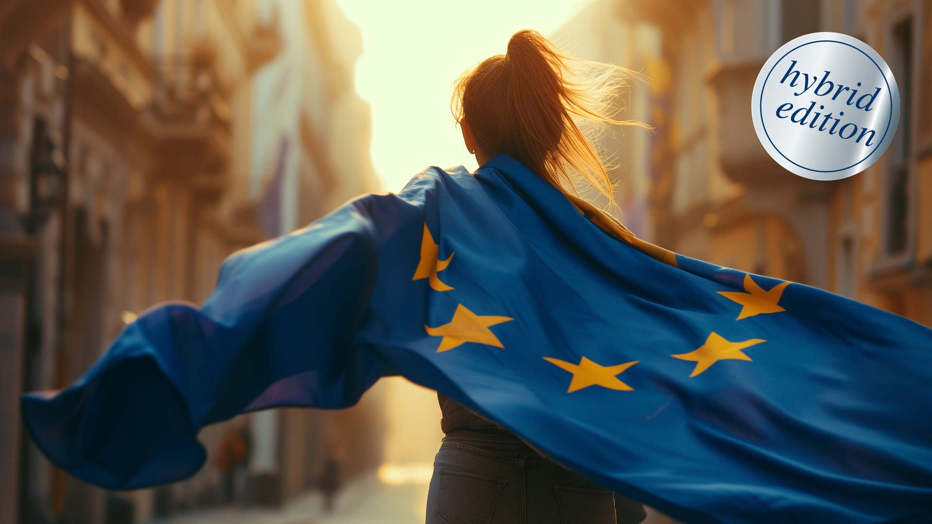 Frau mit EU-Flagge