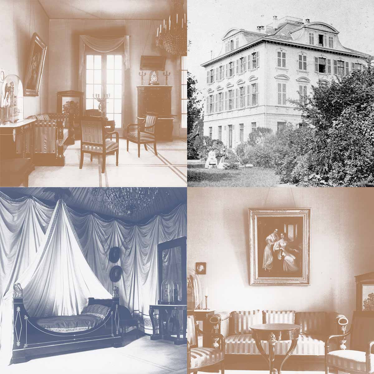Das Schwanenzimmer mit dem Metzler-Sofa und dem Schwanenbett Das Schwanenzimmer mit dem Metzler-Sofa und dem Schwanenbett