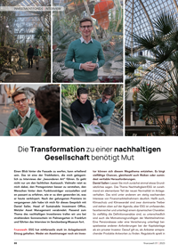 Interview zwischen Daniel Sailer, Head of Sustainable Investment Office und Alexander Heftrich Ressortleiter Investmentfonds beim Magazin Finanzwelt. Das Thema behandelt die Transformation zu einer nachhaltigen Gesellschaft.