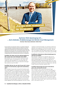 Europa bleibt die Dividenden-Bastion im globalen Maßstab– Boris Anbinder, Portfoliomanager bei Metzler Asset Management, hält deshalb eine entsprechende Ausrichtung für Stiftungen für den guten Kern einer Aktienstrategie. Denn die Dividende ist langfristig ein entscheidender Faktor für den Anlageerfolg. Wie entscheidend, das verrät er im Gespräch.