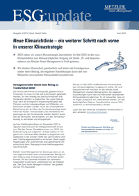 2023 hat Metzler Asset Managment seine Klimastrategie überarbeitet: Im Mai 2023 ist die neue Klimarichtlinie zum klimaverträglichen Umgang mit Kohle-, Öl- und Gasunternehmen von Metzler Asset Management in Kraft getreten.<br/>