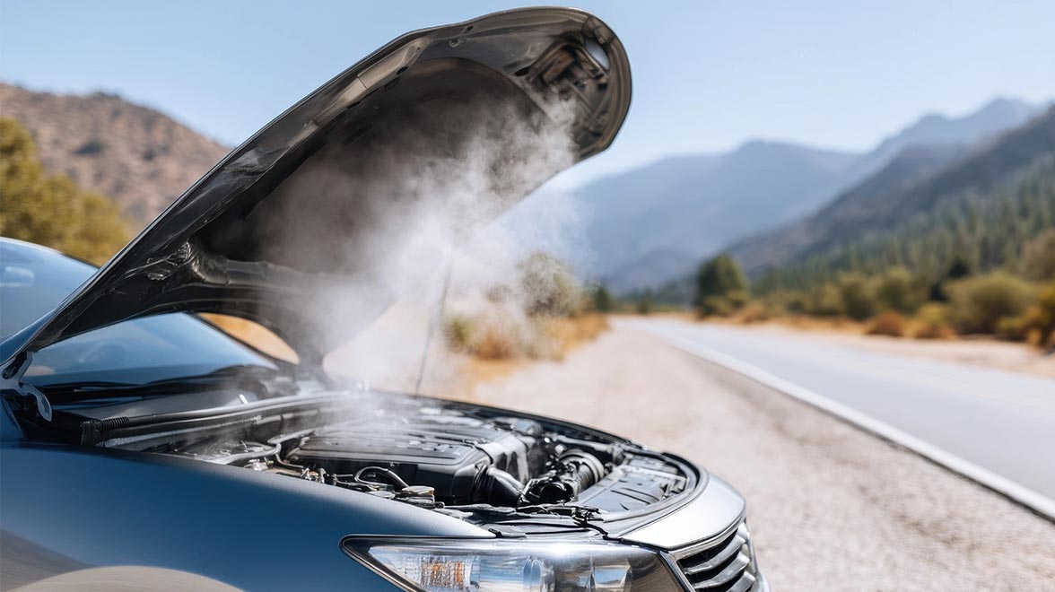 Defektes Auto, Motor raucht