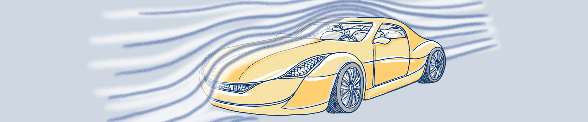 Auto im Windkanal Illustration Auto im Windkanal