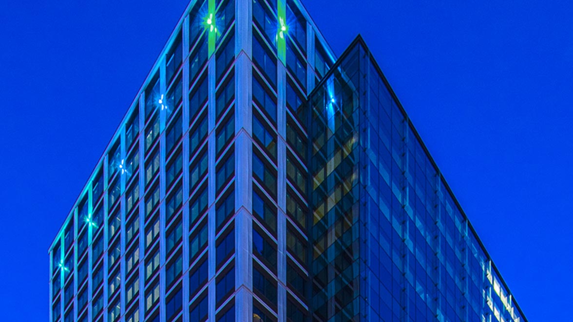 Side view of the building at Midtown 21 in Seattle
