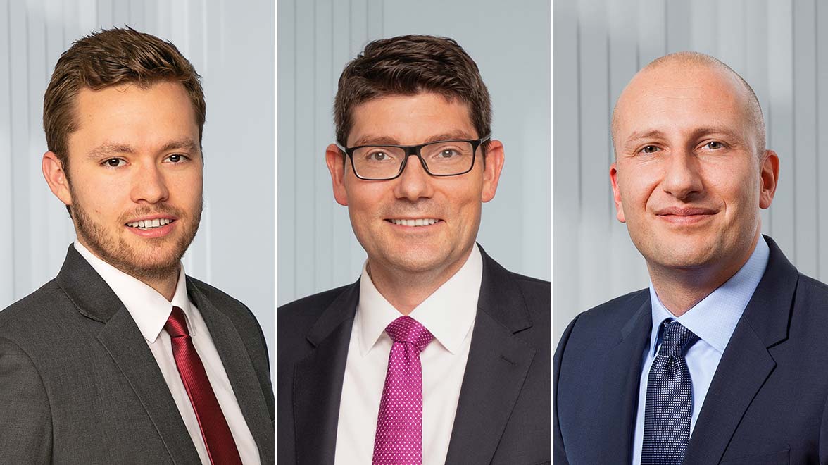 Sebastian Lechner, Applied Research, Dr. Philipp Finter, zuständig für die Integration von ESG im Portfoliomanagement und  Patrick Steiner, Absolute Return & Wertsicherung