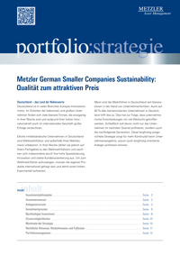Beschreibung der Anlagestrategie des Metzler German Smaller Companies Sustainability